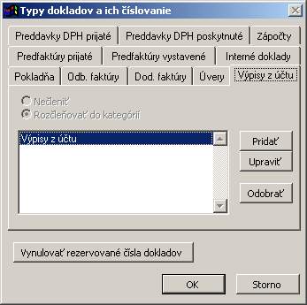 Typy dokladov vpis