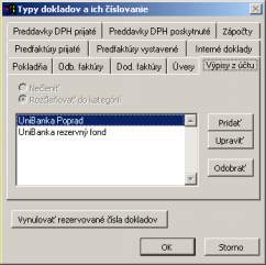 Typy dokladov vpis